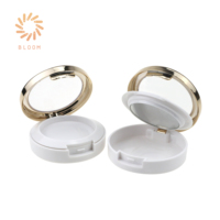 Boîtier compact rond en plastique personnalisé avec logo pour maquillage, double compartiment pour illuminateur, mini poudre compacte et blush - Vente en gros