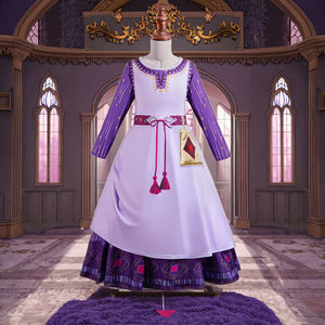 Ragazze principessa Asha Cosplay Costume augura Asha ragazze festa viola abiti lunghi Asha abiti da principessa vestiti per bambini - Product Image 1