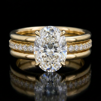 Ensemble de bagues de luxe empilables en argent S925 plaqué or, avec moissanite GRA ovale taille œuf de pigeon 3,5 carats, pour femme, alliance de mariage en moissanite
