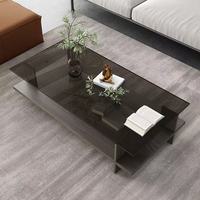 Table basse carrée en verre trempé, moderne et simple, pour petit salon ou bureau, style tendance