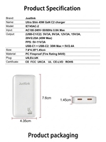 Chargeur USB C GaN ultra-plat Justlink 45W à double port PD, adaptateur mural rapide avec prises US/EU/UK pour ordinateur portable, téléphone, tablette