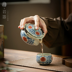 Chinese Style Lotus Scroll Teapot Porcelain With Lid Filter For Kung Fu <b>Tea</b> Set Home Office Use - Product Image 3