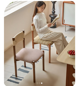Silla <span class=keywords><strong>de</strong></span> Ocio DISHI <span class=keywords><strong>de</strong></span> Madera Maciza Estilo Retro Francés, Respaldo Tejido con Cuerda, Cojín Suave para Hogar, Oficina, Restaurante y <span class=keywords><strong>Bar</strong></span> - Product Image 4
