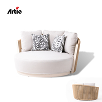 Artie-Cama de Mimbre para Exteriores, Tumbona Redonda de Mimbre, Patio, Jardín, Playa, Piscina, Tumbona, Salón, Sofá, Jardín