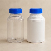 Bouteille de complément alimentaire en PET de 250 ml avec bouchon à pression et à rotation, conteneur vide en plastique pour capsules de vitamines, logo personnalisé, vente en gros