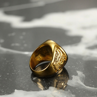 Vente flash Bijoux de mode de haute qualité Punk Anneau d'ancre doré Marine en acier inoxydable Totem d'aigle Anneau de mariage pour homme et femme