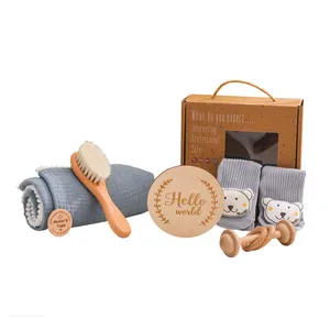 PTZ2035 新発売の人気商品 赤ちゃん教育玩具 木製マイルストーンセット ブラシ付き ベビーシャワーギフトボックス おもちゃセット - Product Image 3