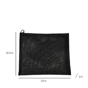 Sacs de rangement de maquillage en maille noire avec sac à couches à fermeture éclair pochettes d'organisation sac à articles de toilette en Nylon pour femmes et hommes