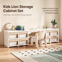 Ensemble de rangement multifonctionnel pour chambre d'enfant, meuble à tiroirs en plastique 4 unités, table d'étude et chaise pour le rangement domestique des enfants