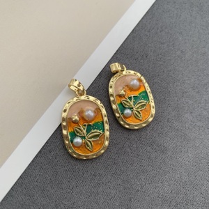 Abalorio de flores de mezcla de pintura al óleo francesa para mujer, colgante de tulipán de Margarita, Color Caramelo Suave, abalorios de jardín románticos <span class=keywords><strong>con</strong></span> perlas, 2017 - Product Image 4
