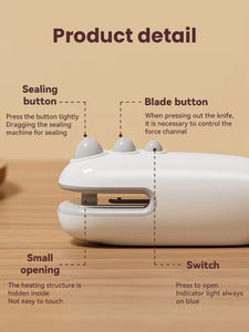Sellador de Bolsas al por Mayor, Mini Bolsas de Plástico 2 en 1, Máquina Portátil de Sellado Térmico para Almacenamiento de Alimentos - Product Image 3