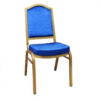 Chaises d'hôtel en alliage d'aluminium de l'usine de Foshan, sièges rembourrés bleus - Design moderne, pieds en acier tubulaire, utilisables en intérieur, housses disponibles