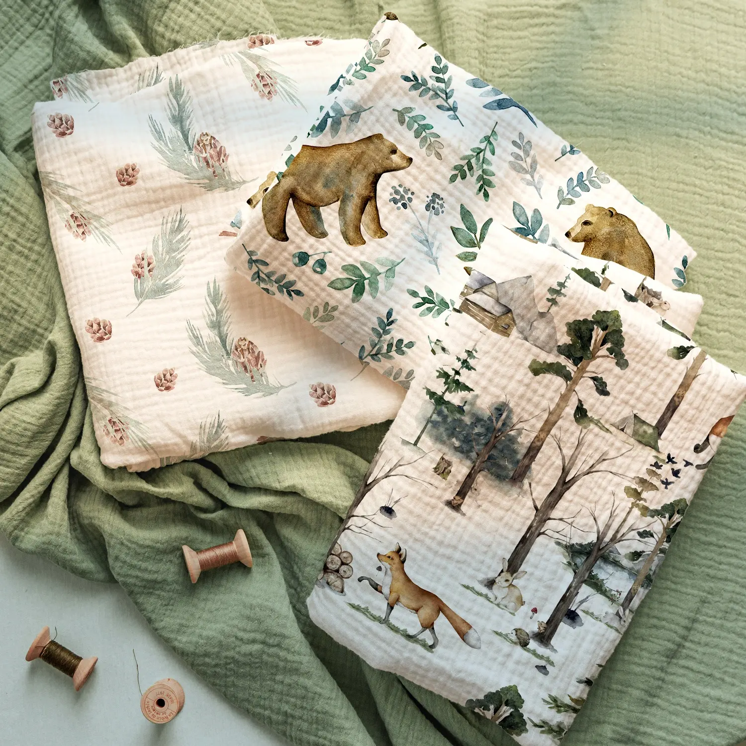 Vibrant color animal pattern custom digital printed 100 cotton muslin crinkle fabric