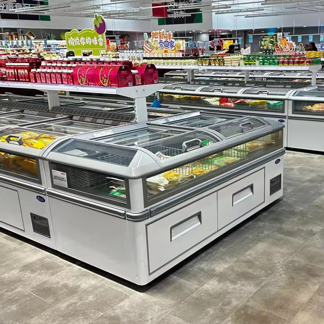 Kenkuhl Commercial Glass Door Display Fridge Supermarket Refrigeration Deep Island Chest Freezer