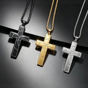 Titanium Steel <b>Cross</b> Pendant Necklace Link <b>Chain</b> Unisex Religious Jewelry for Daily Wear Gift - Product Image 2