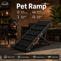 Robuste Hunderampe für Große Hunde Stabiler Holzrahmen Rutschfeste Teppichoberfläche Faltbare Hunderampe Höhenverstellbar Sofa-Bett