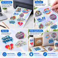 Kertas Stiker Holografik Emas A4 PET Tahan Air, Dapat Dicetak Inkjet, Perekat Sendiri, Dengan Lapisan Plastik untuk Printer Inkjet