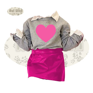 2025 mùa xuân cô gái giản dị hai mảnh Valentine ngày quần áo trẻ em bé chập chững tập trái tim áo len + Váy hai mảnh Ngày Valentine - Product Image 5
