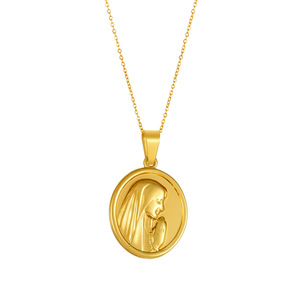 Collier Pendentif Perle en Acier Inoxydable Plaqué Or 18K Style Rétro Européen-Américain, Maillons Géométriques Simples Classiques Sainte <span class=keywords><strong>Marie</strong></span> Tendance - Product Image 2
