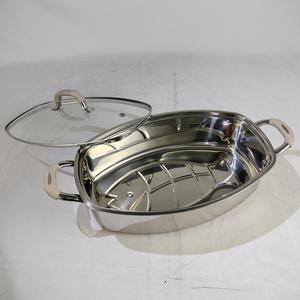 モダンなデザイン調理器具ステンレス鋼蒸し魚鍋ラック付きセラミックパン蒸し食品魚用 - Product Image 1