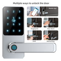 Cerradura Inteligente Wifi con Función de Huella Dactilar, Contraseña, Tarjeta SIM, Control por Teléfono Móvil, Cerradura de Puerta GSM, Estilo de Llave Negra de Lujo, Embalaje para Escuela