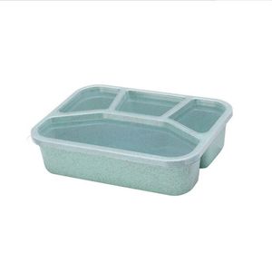 Wheat Straw Food Storage Container Set Rectangle Solid Color With Plastic Lid Microwave Safe Lunch Box For Household Use - Product Image 4