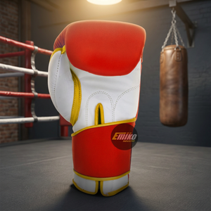 2026 Custom Made Kick <b>Boxing</b> <b>Gloves</b> Red <b>White</b> Yellow Lace-Up Full Finger PU Material for Adults 14 Years & up with Custom Logo - Product Image 2