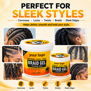 Cera para trenzas con logo personalizado al por mayor, fijación extrema orgánica para peinados twist locs y cornrow, 64oz a granel - Product Image 5