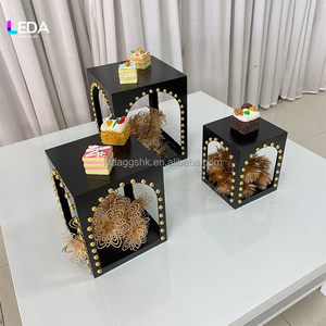 Socle de table moderne en acier inoxydable LEDA, centre de table de mariage et décorations de fête, présentoir à gâteaux et desserts - Product Image 1