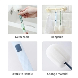 DD054 Replaceable Rotating <strong>Brush</strong> Baby Water <strong>Bottle</strong> Cup Washing Sponge <strong>Brush</strong> Long Handle <strong>Bottle</strong> Sponge Cleaning <strong>Brush</strong> - Product Image 4