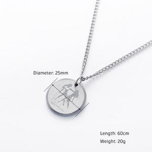 Nuevo Collar de Acero Inoxidable de Alto Brillo con Moneda de Horóscopo Pequeña, Estilo Cadena de Moda con Baño de Oro, Venta al por Mayor 2024 - Product Image 3