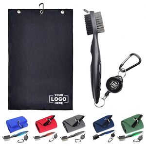 Kit de Nettoyage de Golf Personnalisé pour Sports de Plein Air, Serviette de Golf en Microfibre à Motif Gaufré Séchage Rapide, Brosses à Clubs de Golf Double Face avec Mousqueton - Product Image 1