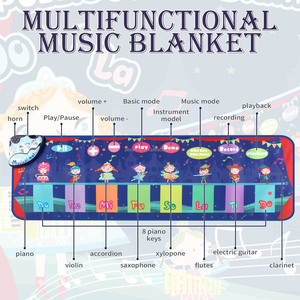 <strong>Musical</strong> <strong>Mats</strong> Music Piano Keyboard Dance <strong>Floor</strong> <strong>Mat</strong> Carpet Animal Blanket Touch Playmat for Baby