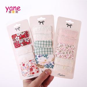 Klip rambut manis terbaru untuk anak perempuan dengan bordir seni dan cetakan bunga klip jepret persegi untuk bayi - Product Image 2