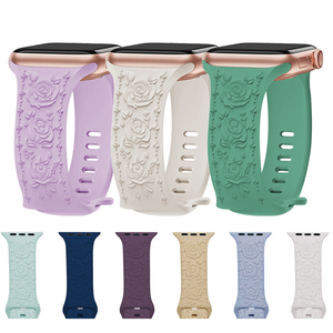 ดอกไม้เล<span class=keywords><strong>เซอร์</strong></span>แกะสลักสายซิลิโคนสําหรับ Apple นาฬิกา, ผู้หญิงดอกไม้ลอยแกะสลักสายรัดข้อมือซิลิโคนนุ่มสําหรับ iWatch 9 8 - Product Image 1