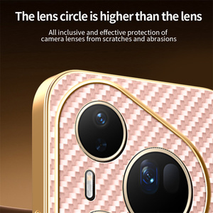 Étui de téléphone magnétique en cuir PU avec texture en fibre de carbone pour <span class=keywords><strong>Huawei</strong></span> Mate 80 RS/80 Pro/80/Pura 80, protection de l'objectif - Product Image 3