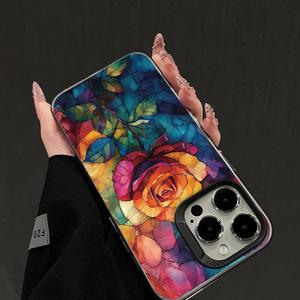 Coque <span class=keywords><strong>iPhone</strong></span> Esthétique à Motif Floral en Vitrail, Housse Artistique Colorée pour Amateurs d'Art pour <span class=keywords><strong>iPhone</strong></span> 17/16/15/14/13/12 Pro Max - Product Image 4