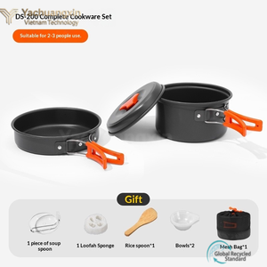 Aluminum Outdoor <b>Cookware</b> Stove Portable Camping <b>Cookware</b> 3-4L Capacity Cooking Utensils Picnic Equipment Pot Set - Product Image 3