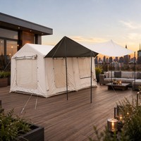 Tente familiale de luxe à triple entrée de 12 m², suite multi-pièces panoramique, en tissu Oxford imperméable, équipement de glamping robuste
