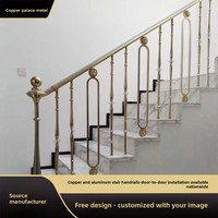 Rampe d'escalier en alliage d'aluminium pour villa, garde-corps artistique pour maison de campagne auto-construite, duplex haut de gamme, fixation au sol, personnalisable, livraison nationale