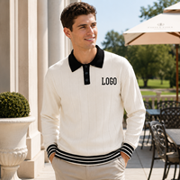 Tricotage d'hiver personnalisé pour homme, pull à col et manches longues, jacquard avec logo en lettres sur le devant