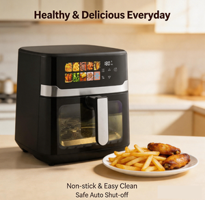 <span class=keywords><strong>Friteuse</strong></span> à air numérique grande capacité 8L 1800W, cuisson saine <span class=keywords><strong>sans</strong></span> <span class=keywords><strong>huile</strong></span> avec écran tactile LED et fenêtre visible, finition noir mat - Product Image 6