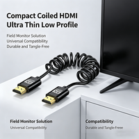 Câble spiralé ultra-fin 8K 60Hz 2.1 pour caméra, moniteur, enregistreur Atomos, bidirectionnel