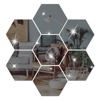Carrelage auto-adhésif miroir autocollants muraux Non verre miroir plastique 3D hexagone acrylique miroir décor mural