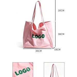 Custom Logo <b>Canvas</b> <b>Tote</b> Large Capacity for Women, Personalized Cotton Shoulder Reusable Everyday Shopping Bag - Product Image 3