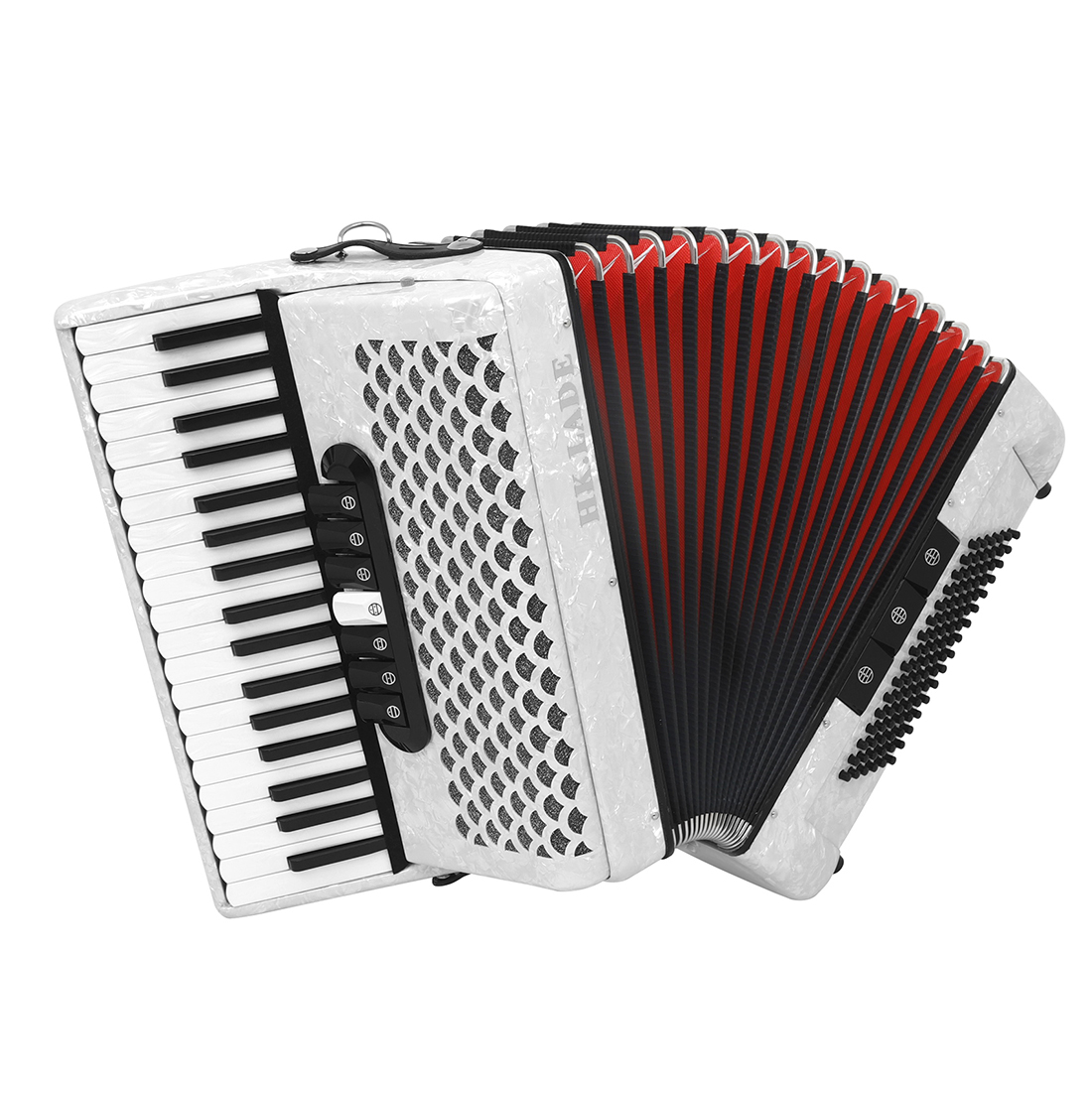 HK LADE 37-Key 96 Bass Accordion in White with Bag - Perfect for