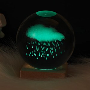 Bola de Cristal Grabada, Lámpara Nocturna Moderna, Base Luminosa LED con Láser USB, Regalo Navideño - Product Image 3