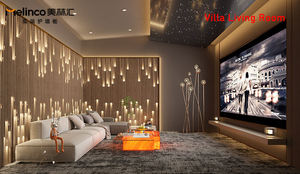 Tấm ốp tường trang trí nội thất tòa nhà văn phòng, đèn LED tích hợp, làm nền chiếu sáng tùy chỉnh, tấm ốp tường WPC dùng cho trang trí nội thất - Product Image 4