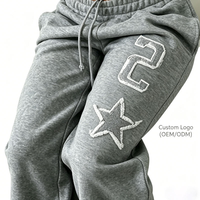 Ensemble deux pièces personnalisé avec patch étoile, sweat à capuche court zippé style streetwear Y2K pour femme et pantalon de survêtement baggy à jambes larges pour femme