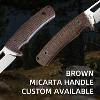 Couteau de chasse à lame fixe en acier à haute teneur en carbone, manche en Micarta, couteau de survie pour activités de plein air, outil EDC compact à lame pleine longueur